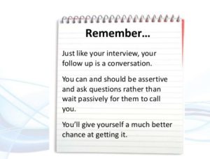 Follow up after an interview